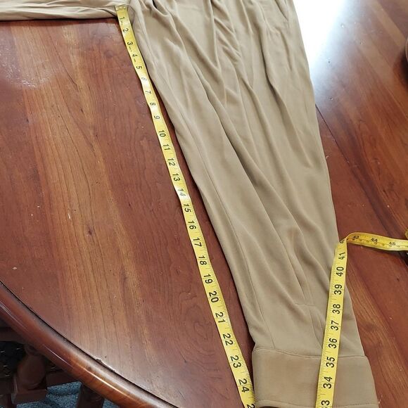 Ralph Lauren Trouser Pants Leather Belt Detail Cuff Hem Pocket Viscose Khaki 4 - Picture 7 of 13